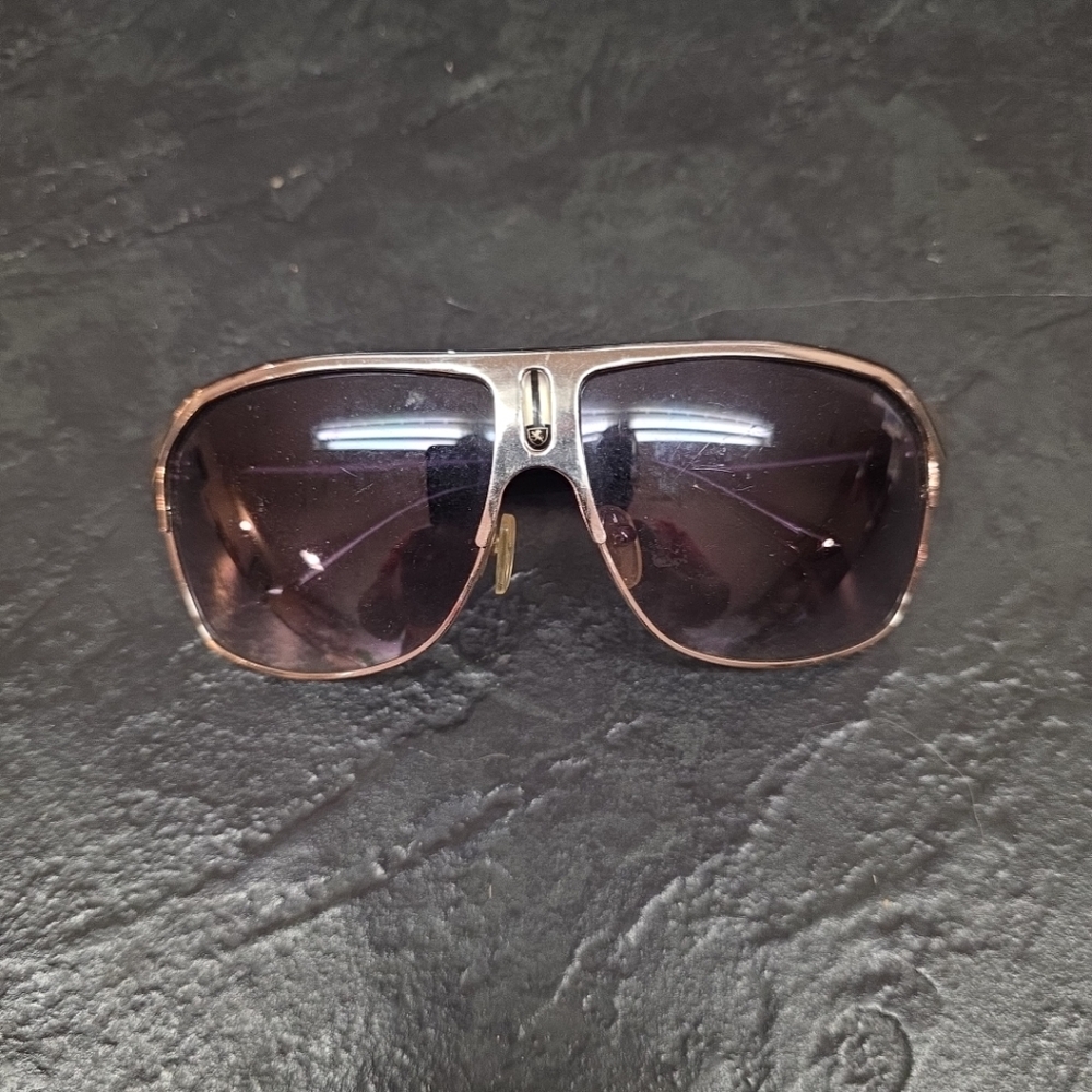 Khan Sunglasses KN-1027 CE Made In China Silver Metal Black Frames